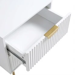 Richmond Ridged 2 Drawer Bedside Table, Matte White -Daals BSD 105 WHITE detail2