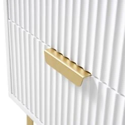 Richmond Ridged 2 Drawer Bedside Table, Matte White -Daals BSD 105 WHITE detail3