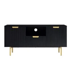 Richmond Ridged 120cm Wide TV Media Unit, Matte Black -Daals BSD 106 BLACK WB1