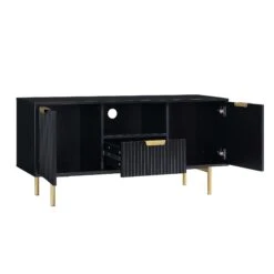 Richmond Ridged 120cm Wide TV Media Unit, Matte Black -Daals BSD 106 BLACK WB3