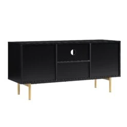 Richmond Ridged 120cm Wide TV Media Unit, Matte Black -Daals BSD 106 BLACK WB5