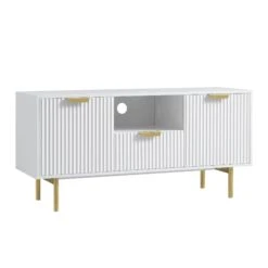 Richmond Ridged 120cm Wide TV Media Unit, Matte White -Daals BSD 106 WHITE WB2