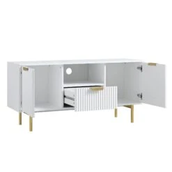Richmond Ridged 120cm Wide TV Media Unit, Matte White -Daals BSD 106 WHITE WB3