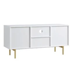 Richmond Ridged 120cm Wide TV Media Unit, Matte White -Daals BSD 106 WHITE WB5