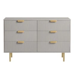 Richmond Ridged Wide Chest Of 6 Drawers, Matte Taupe -Daals BSD 107 TAUPE WB1
