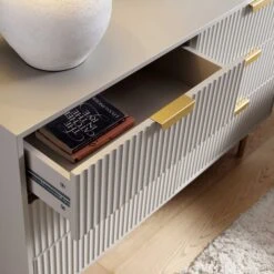 Richmond Ridged Wide Chest Of 6 Drawers, Matte Taupe -Daals BSD 107 TAUPE scene2