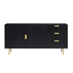 Richmond Ridged Large Sideboard, Matte Black -Daals BSD 108 BLACK WB1