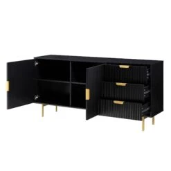Richmond Ridged Large Sideboard, Matte Black -Daals BSD 108 BLACK WB3
