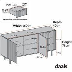 Richmond Ridged Large Sideboard, Dark Ash -Daals BSD 108 CHART 2