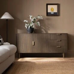 Richmond Ridged Large Sideboard, Dark Ash