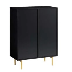 Richmond Ridged Highboard Storage Cabinet, Matte Black -Daals BSD 109 BLACK WB5