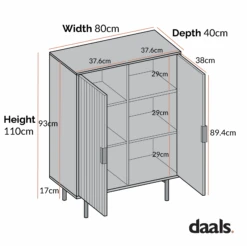 Richmond Ridged Highboard Storage Cabinet, Matte Sage Green -Daals BSD 109 CHART