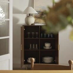 Richmond Ridged Highboard Storage Cabinet, Dark Ash -Daals BSD 109 DARKWOOD scene2