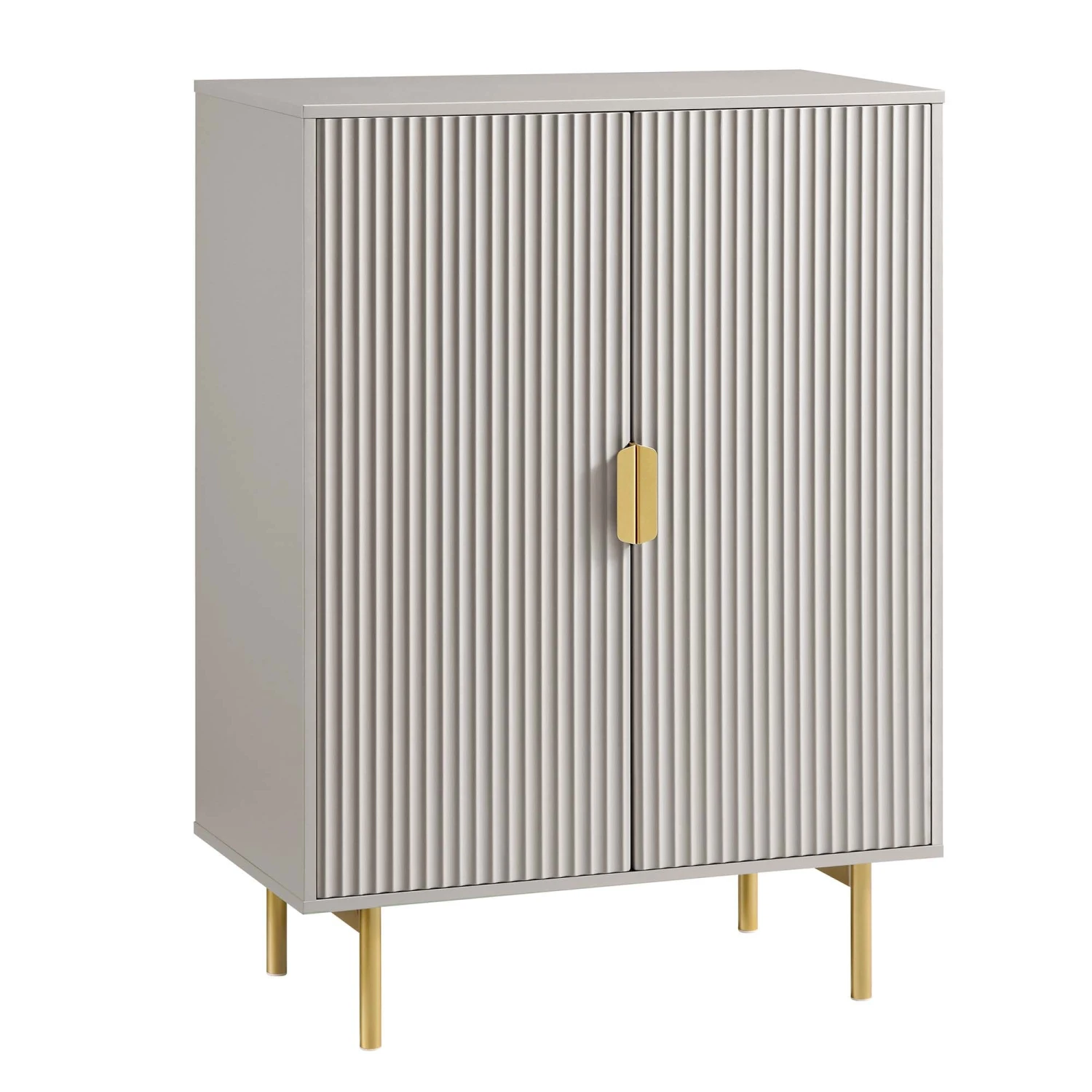 Richmond Ridged Highboard Storage Cabinet, Matte Taupe 7 Richmond Ridged Highboard Storage Cabinet, Matte Taupe - Image 7