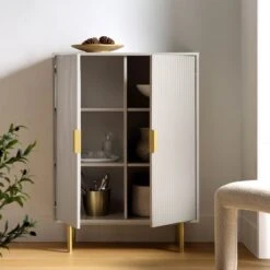 Richmond Ridged Highboard Storage Cabinet, Matte Taupe 15 Richmond Ridged Highboard Storage Cabinet, Matte Taupe -Daals BSD 109 TAUPE scene2