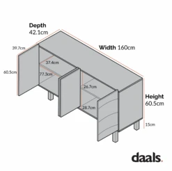 Moriko Extra Wide 4 Door Sideboard, 160 Cm 16 Moriko Extra Wide 4 Door Sideboard, 160 Cm -Daals BSD 110 CHART