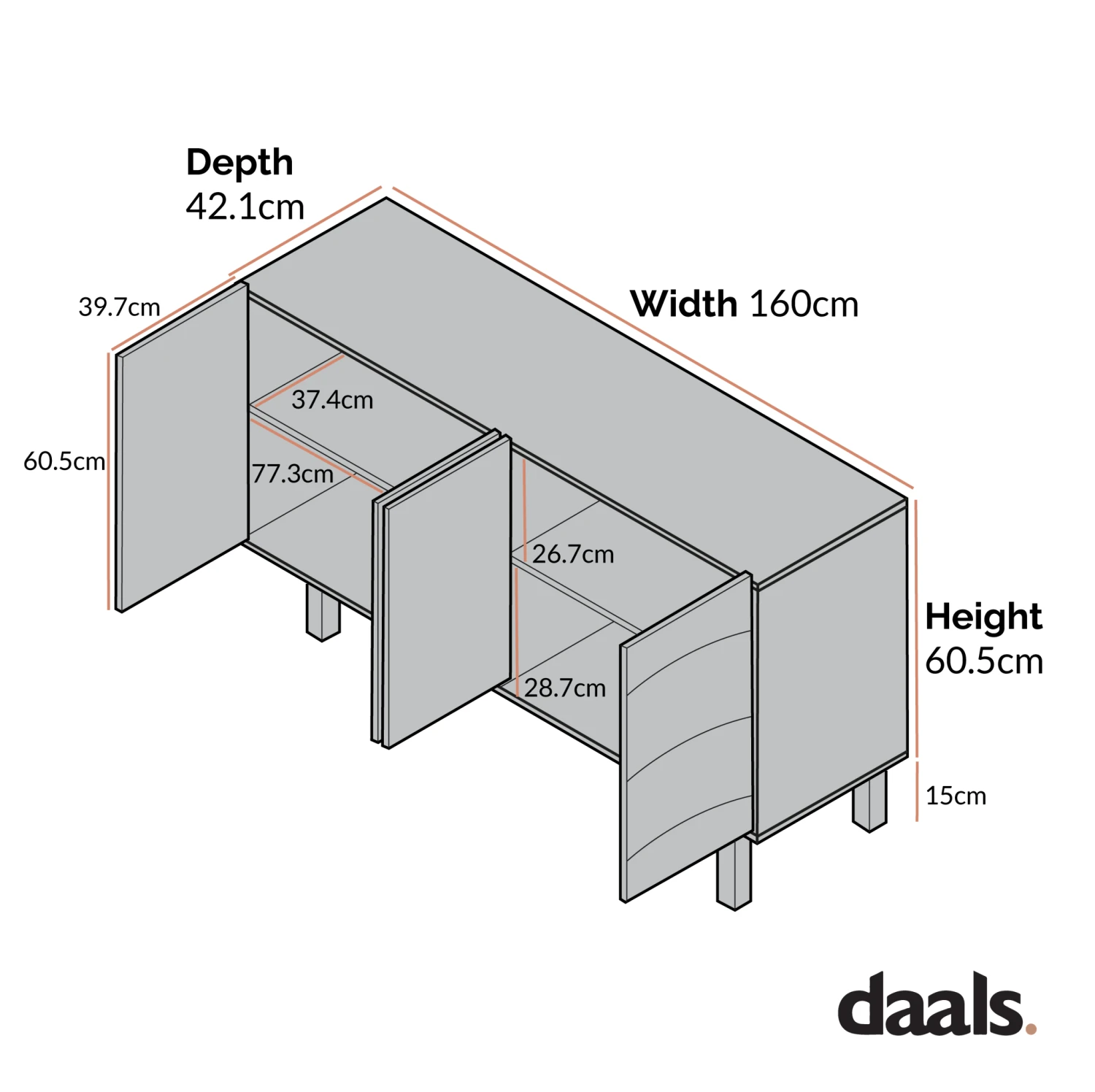 Moriko Extra Wide 4 Door Sideboard, 160 Cm 5 Moriko Extra Wide 4 Door Sideboard, 160 Cm - Image 5