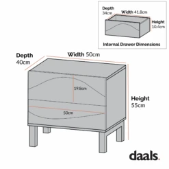 Moriko 2 Drawer Bedside Table -Daals BSD 113 CHART