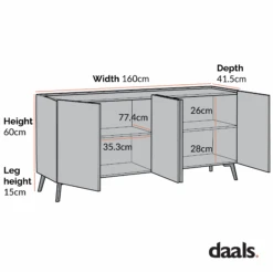 Bohdi Oak 160cm Wide Sideboard 15 Bohdi Oak 160cm Wide Sideboard -Daals BSD 115 CHART