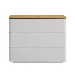 Agnes Curved Edge Chest Of 3 Drawers, Dove Grey With Oak Top 15 Agnes Curved Edge Chest Of 3 Drawers, Dove Grey With Oak Top -Daals BSD 116 DOVEGREY WB1