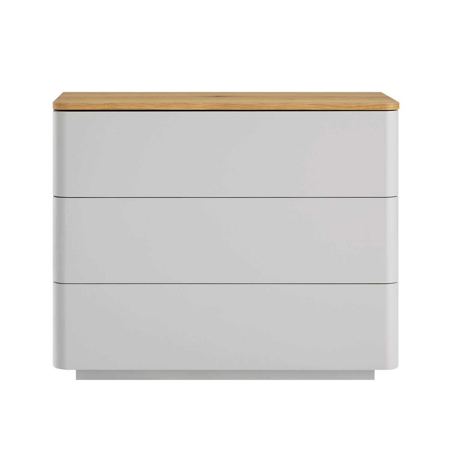 Agnes Curved Edge Chest Of 3 Drawers, Dove Grey With Oak Top 4 Agnes Curved Edge Chest Of 3 Drawers, Dove Grey With Oak Top - Image 4