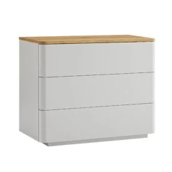 Agnes Curved Edge Chest Of 3 Drawers, Dove Grey With Oak Top 16 Agnes Curved Edge Chest Of 3 Drawers, Dove Grey With Oak Top -Daals BSD 116 DOVEGREY WB2