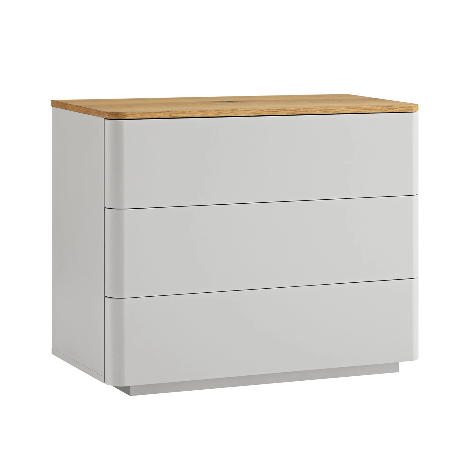 Agnes Curved Edge Chest Of 3 Drawers, Dove Grey With Oak Top 5 Agnes Curved Edge Chest Of 3 Drawers, Dove Grey With Oak Top - Image 5
