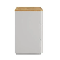 Agnes Curved Edge Chest Of 3 Drawers, Dove Grey With Oak Top 20 Agnes Curved Edge Chest Of 3 Drawers, Dove Grey With Oak Top -Daals BSD 116 DOVEGREY WB5