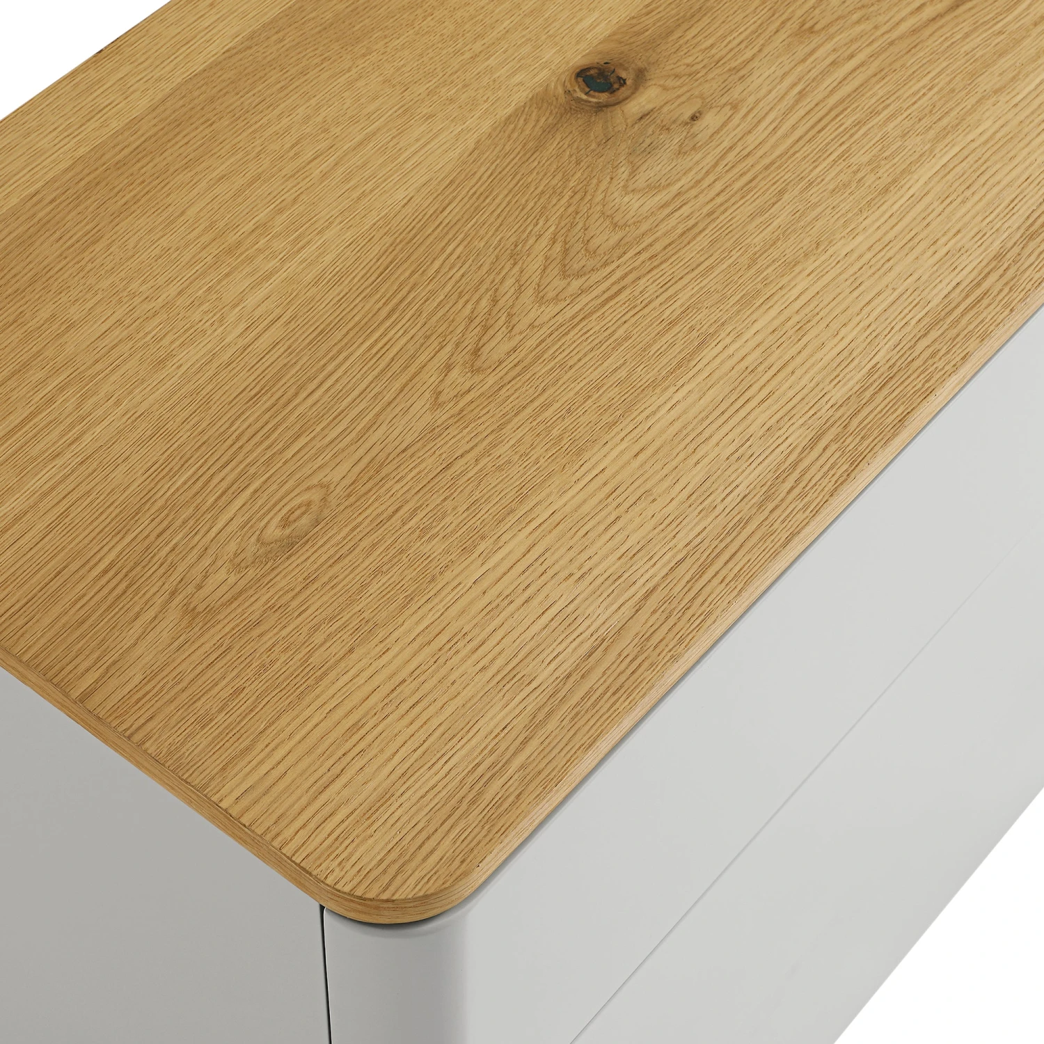 Agnes Curved Edge Chest Of 3 Drawers, Dove Grey With Oak Top 11 Agnes Curved Edge Chest Of 3 Drawers, Dove Grey With Oak Top - Image 11