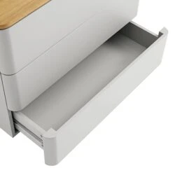Agnes Curved Edge Chest Of 3 Drawers, Dove Grey With Oak Top 23 Agnes Curved Edge Chest Of 3 Drawers, Dove Grey With Oak Top -Daals BSD 116 DOVEGREY detail2