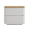 Agnes Curved Edge 2 Drawer Bedside Table, Dove Grey With Oak Top