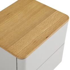 Agnes Curved Edge 2 Drawer Bedside Table, Dove Grey With Oak Top -Daals BSD 117 DOVEGREY detail1