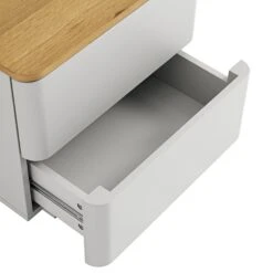 Agnes Curved Edge 2 Drawer Bedside Table, Dove Grey With Oak Top -Daals BSD 117 DOVEGREY detail2