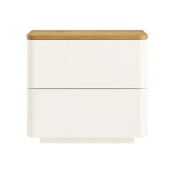 Agnes Curved Edge 2 Drawer Bedside Table, White -Daals BSD 117 WHITE WB1