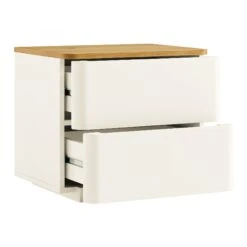 Agnes Curved Edge 2 Drawer Bedside Table, White -Daals BSD 117 WHITE WB3