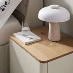 Agnes Curved Edge 2 Drawer Bedside Table, White -Daals BSD 117 WHITE scene2