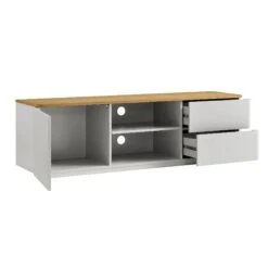 Agnes Curved Edge 150cm Wide TV Unit, Dove Grey With Oak Top 21 Agnes Curved Edge 150cm Wide TV Unit, Dove Grey With Oak Top -Daals BSD 118 DOVEGREY WB3