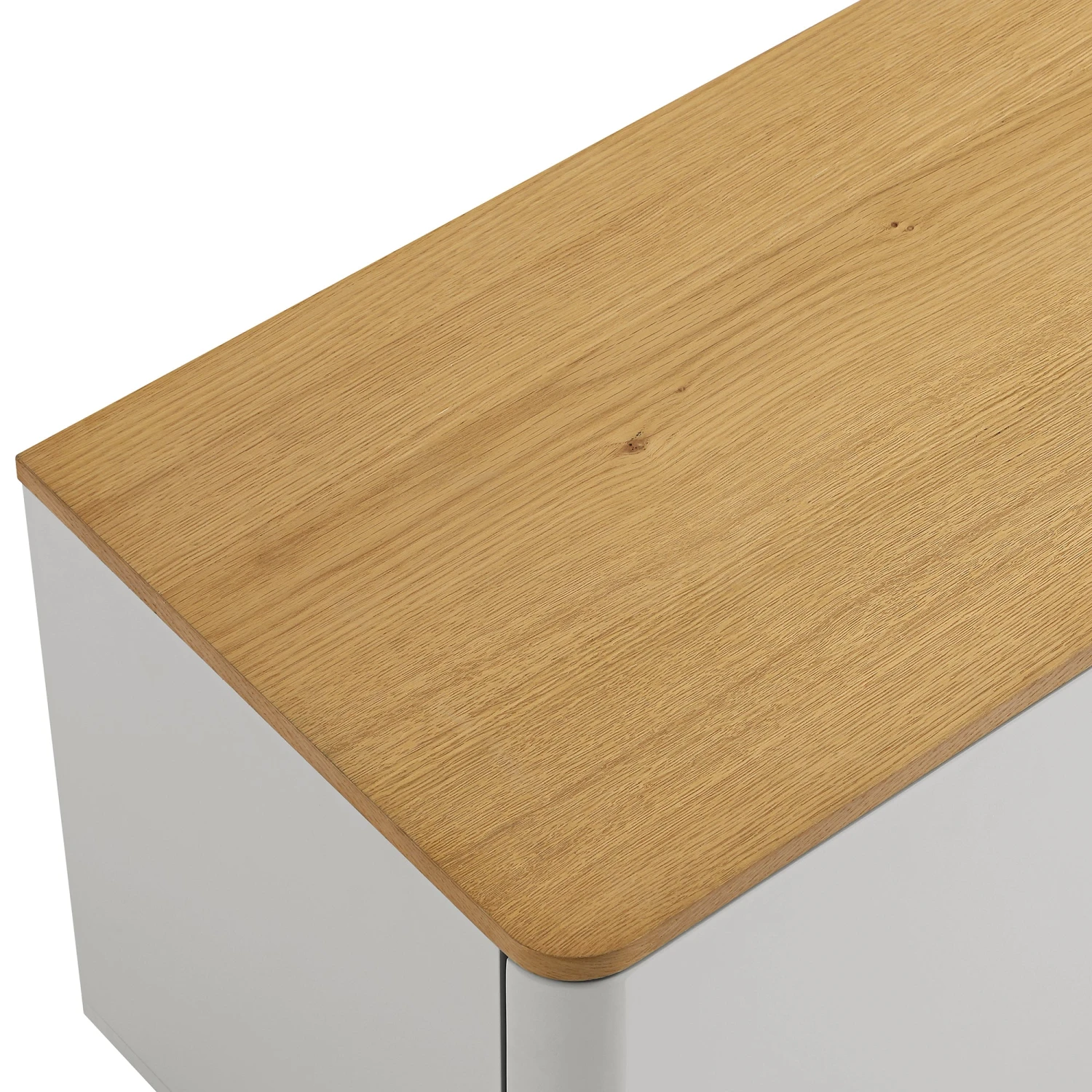 Agnes Curved Edge 150cm Wide TV Unit, Dove Grey With Oak Top 12 Agnes Curved Edge 150cm Wide TV Unit, Dove Grey With Oak Top - Image 12