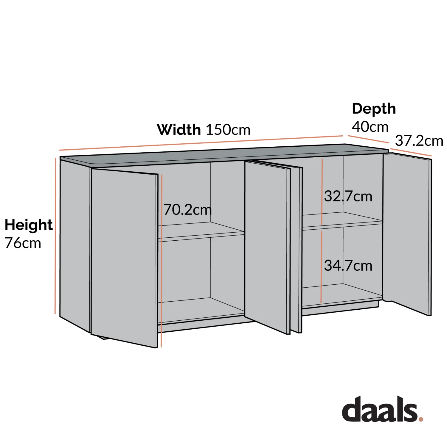 Agnes Curved Edge 150cm Wide Sideboard, Natural 7 Agnes Curved Edge 150cm Wide Sideboard, Natural - Image 7