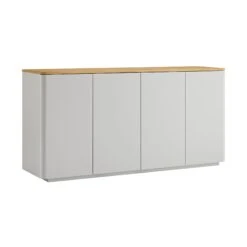 Agnes Curved Edge 150cm Wide Sideboard, Dove Grey With Oak Top -Daals BSD 119 DOVEGREY WB2