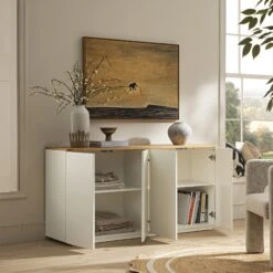 Agnes Curved Edge 150cm Wide Sideboard, White -Daals BSD 119 WHITE scene2
