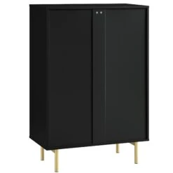 Richmond Ridged Chest Of 5 Drawers, Matte Black -Daals BSD 121 BLACK WB5