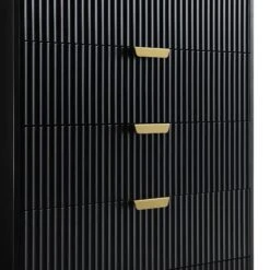 Richmond Ridged Chest Of 5 Drawers, Matte Black -Daals BSD 121 BLACK detail2