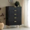 Richmond Ridged Chest Of 5 Drawers, Matte Black
