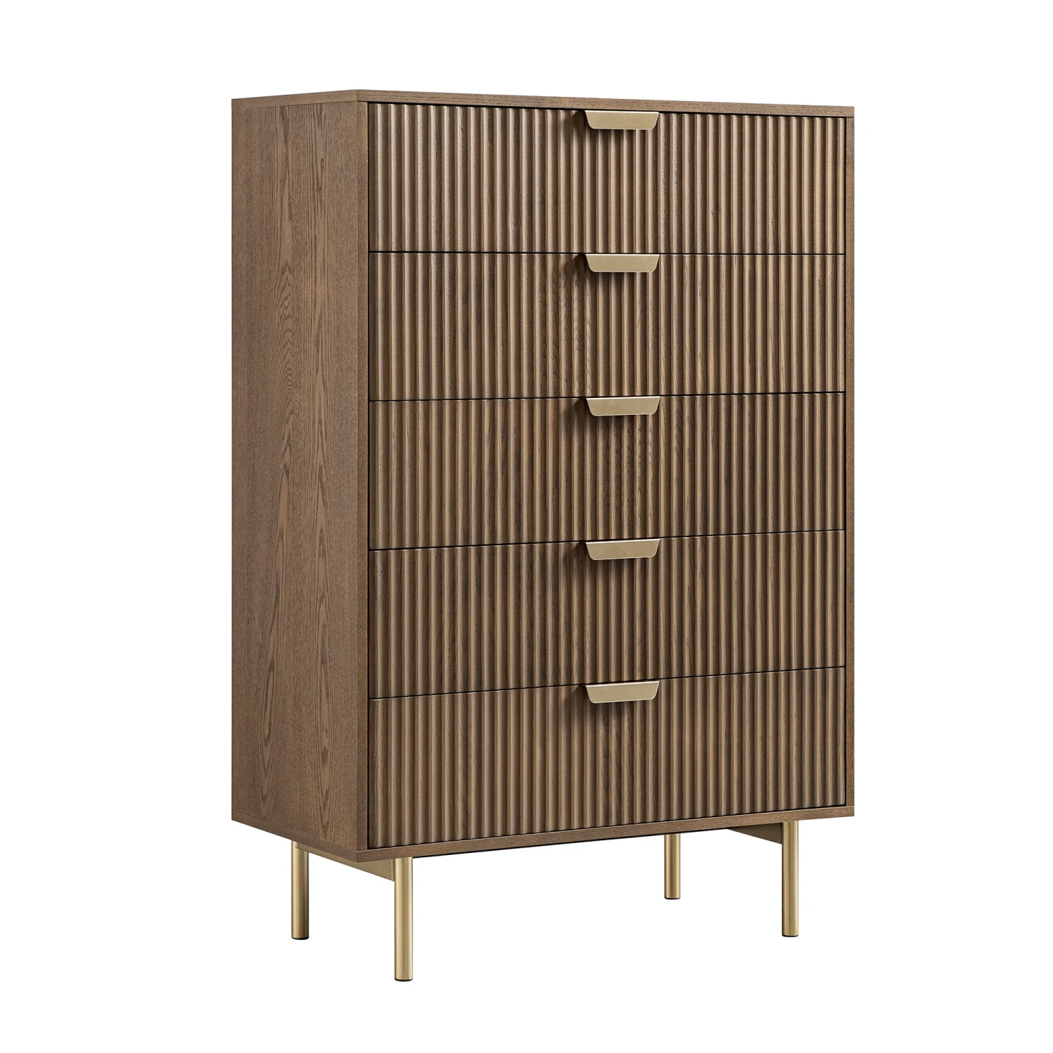 Richmond Ridged Chest Of 5 Drawers, Dark Ash 8 Richmond Ridged Chest Of 5 Drawers, Dark Ash - Image 8
