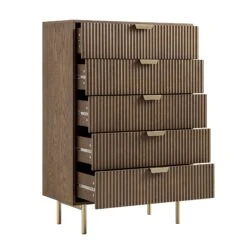 Richmond Ridged Chest Of 5 Drawers, Dark Ash 24 Richmond Ridged Chest Of 5 Drawers, Dark Ash -Daals BSD 121 DARKWOOD WB3