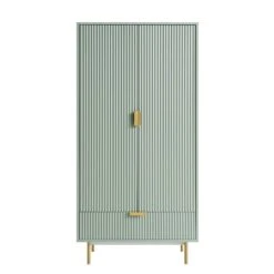 Richmond Ridged Double Wardrobe With Drawer, Matte Sage Green 17 Richmond Ridged Double Wardrobe With Drawer, Matte Sage Green -Daals BSD 122 SAGE WB1