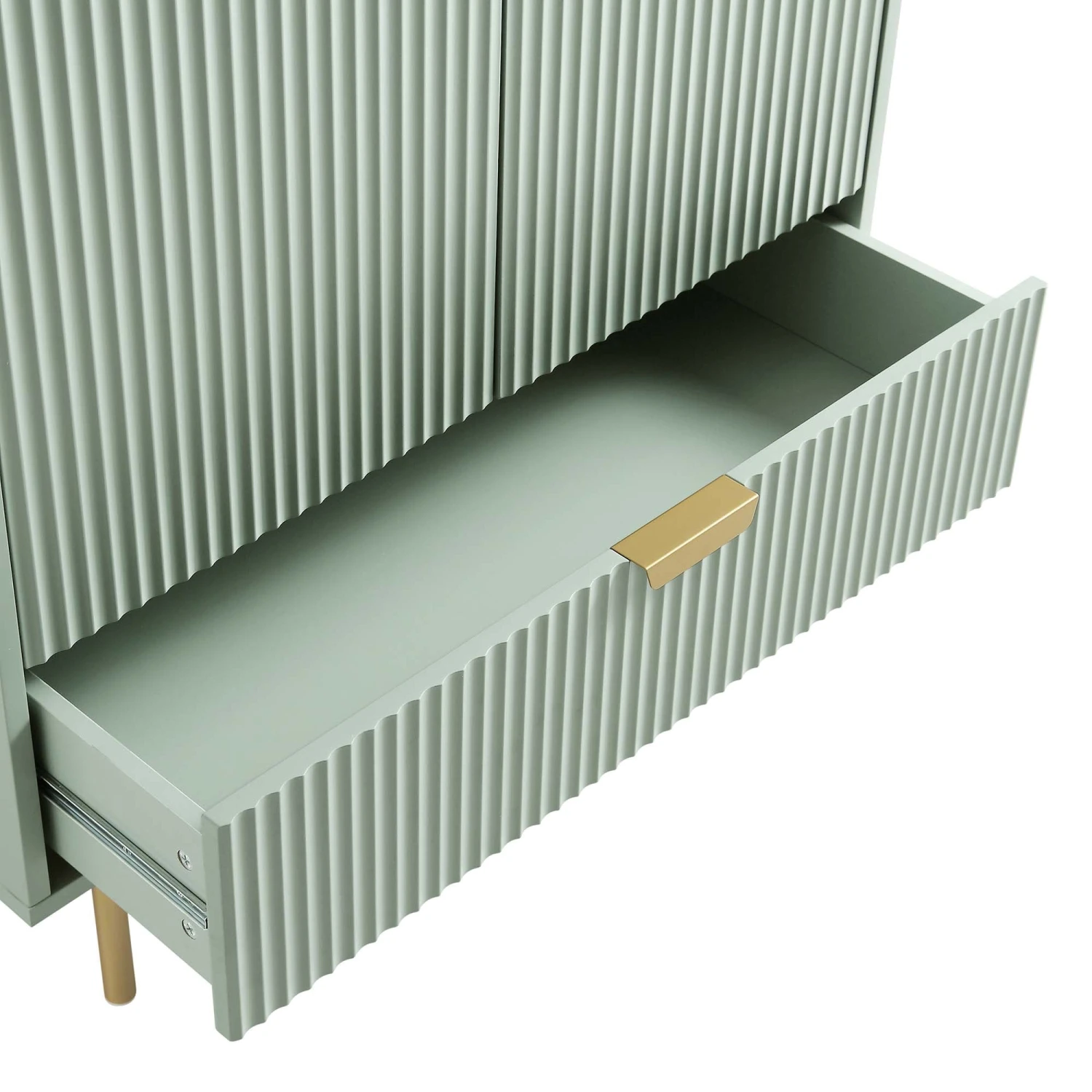 Richmond Ridged Double Wardrobe With Drawer, Matte Sage Green 11 Richmond Ridged Double Wardrobe With Drawer, Matte Sage Green - Image 11