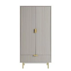 Richmond Ridged Double Wardrobe With Drawer, Matte Taupe -Daals BSD 122 TAUPE WB1