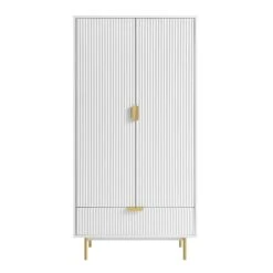 Richmond Ridged Double Wardrobe With Drawer, Matte White -Daals BSD 122 WHITE WB1
